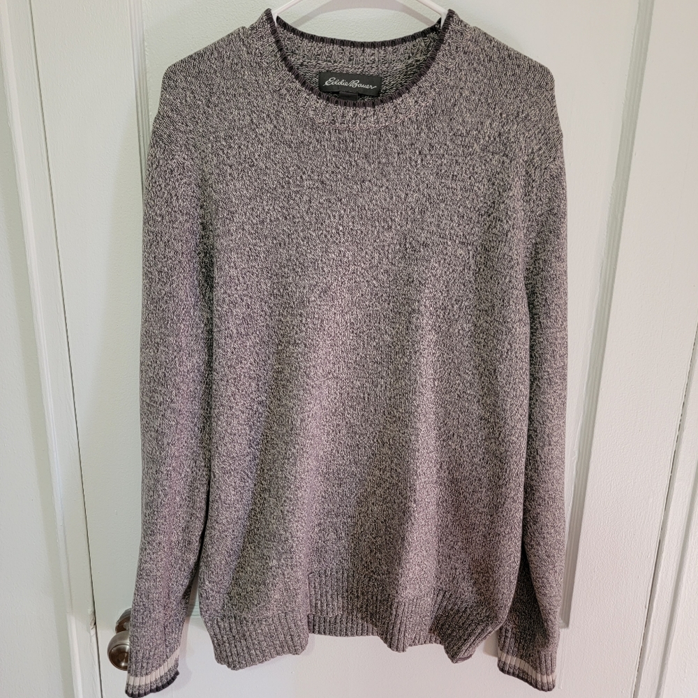 Eddie Bauer Heavy Knit Sweater Tall Large Gray